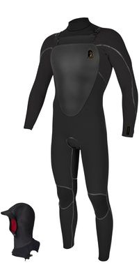 2025 ONeill Hombres Mutant Legend 5/4mm Chest Zip Con Capucha Neopreno 5369 - Black / Tempered Steel