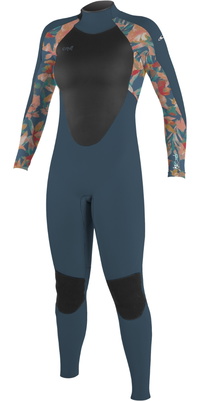 2025 ONeill Mujer Epic 3/2mm Back Zip Neopreno 4213B - Copen Blue / Painted Tropics
