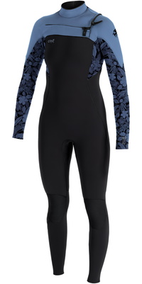 2025 ONeill Womens Epic 5/4mm Chest Zip Wetsuit 5652 - Black / Stormy Palm / Fade Denim