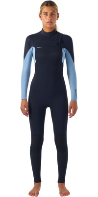 2025 ONeill Mujer Hyperfreak 4/3+mm Chest Zip Neopreno 5349 - Black / Faded Denim