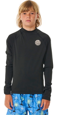 2026 Rip Curl Juniors Iconos UV Cepillado Chaleco De Lycra De Manga Larga 11YBRV - Black