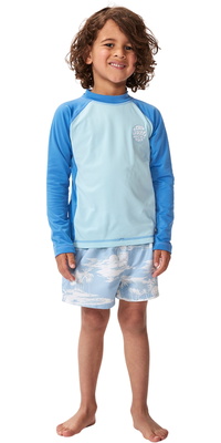 2026 Rip Curl Niños Iconos UV Cepillado Chaleco De Lycra De Manga Larga TNHTRV - Blue Gum
