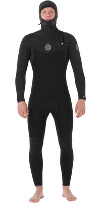 2026 Rip Curl Mens Flashbomb 4/3mm Hooded Chest Zip Wetsuit 17AMFS - Black