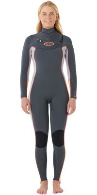 2025 Rip Curl Mujer Dawn Patrol Pro 4/3mm Chest Zip Neopreno 16VWFS - Charcoal