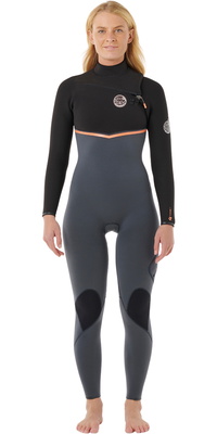 2026 Rip Curl Mujer E-Bomb 3/2mm Chest Zip Neopreno 16RWFS - Charcoal
