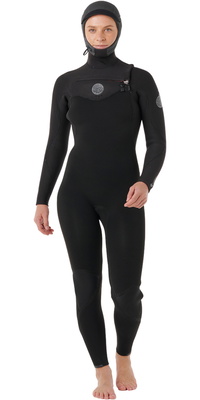2026 Rip Curl Mujer Flashbomb 6/4mm Con Capucha Chest Zip Neopreno 16FWFS - Black
