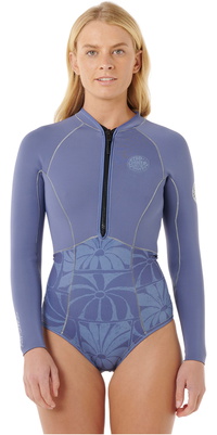 2025 Rip Curl Womens G-Bomb 1.5mm Long Sleeve Front Zip Springsuit Wetsuit 13PWSP - Grey Blue
