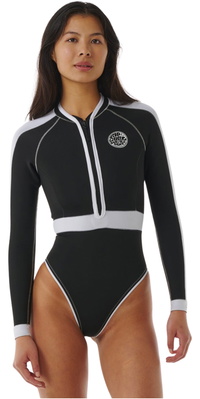 2026 Rip Curl Mujer G-Bomb 1.5mm Front Zip Neopreno De Primavera 13EWSP - Black / White