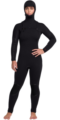 2025 Roxy Mujer Elite Xtra Warm 5/4mm Chest Zip Con Capucha Neopreno 26BW203501 - Black
