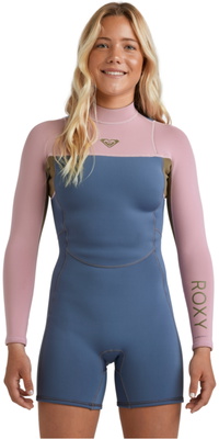 2026 Roxy Womens Prologue+ 2/2mm Long Sleeve Back Zip Springsuit Wetsuit 26BW243505 - Ash