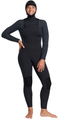 2025 Roxy Mujer Swell Natural 5/4mm Chest Zip Con Capucha Neopreno 26BW203503 - Animal Print