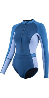 2026 ZONE3 Womens Yulex Long Sleeve Swimsuit NA25WYLSS126 - Multi Blue / White