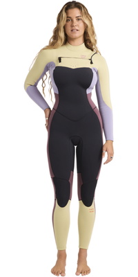 2026 Billabong Mujer Synergy Natural 3/2mm Chest Zip Neopreno 24BW193514 - Grey Violet