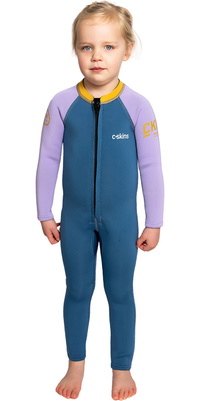 2026 C-Skins Nuwave C-Kid Front Zip Neopreno C-NBA32ST - Steel Blue / Lilac