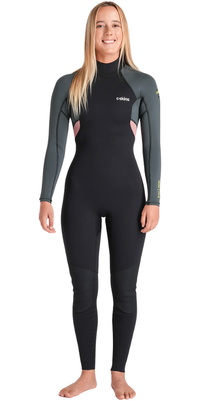 2026 C-Skins Mujer Nuwave Element 3/2mm Back Zip Neopreno C-NEL32STW - Black / Forest Green / Rose