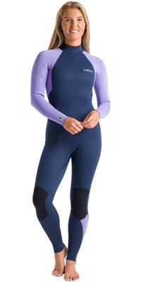 2026 C-Skins Mujer Surflite 3/2mm Back Zip Neopreno C-SL32WBZ - Bluestone / Lilac / White