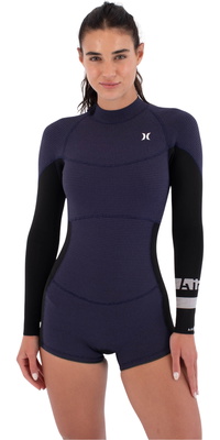 2026 Hurley Mujer Air 2mm Back Zip Mid Shorty Traje De Primavera WSS0014212 - Vintage Iris