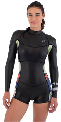 2026 Hurley Mujer Air 2mm Back Zip Shorty Traje De Primavera WSS0014252 - Black Skin