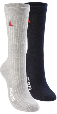2026 Musto Essential 2 Pares De Calcetines 86064 - Gris Jaspeado / True Navy