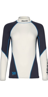 2026 Musto Mujer Camiseta De Manga Larga De Licra Champ 82185 - Blanca / Navy