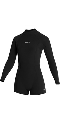 2026 Mystic Womens Lunar 2/2mm Back Zip Long Sleeve Shorty Wetsuit 35000.260071 - Black