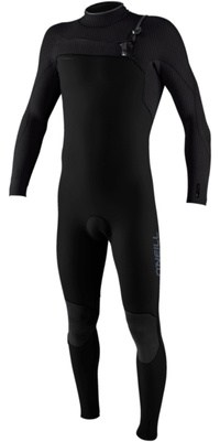 2026 O'Neill Junior Hyperfreak 3/2mm+ Chest Zip Wetsuit 5350 - Black / Tempered Steel / Tempered Steel