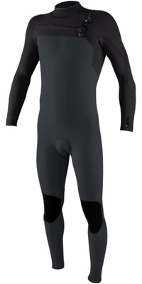 2026 ONeill Mens Hyperfreak 4/3mm+ Chest Zip Wetsuit 5344 - Tempered Steel / Graphite