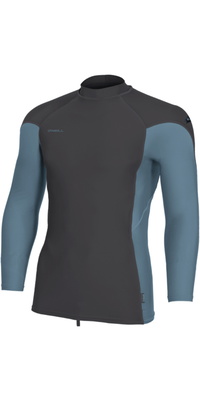 2026 ONeill Hombres Hyperfreak Skins Camiseta De Lycra De Manga Larga 5691 - Tempered Steel / Blue Fusion