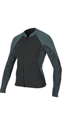 2026 ONeill Mujer Bahia 1/ 0.5mm Chaqueta Con Cremallera Completa 4933 - Tempered Steel / Shaded Island Sky / Shade
