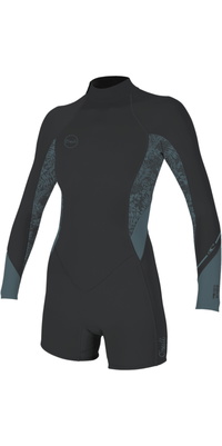 2026 ONeill Womens Bahia 2/1mm Back Zip Long Sleeve Springsuit Wetsuit 5291 - Tempered Steel / Shaded Island Sky / Shade