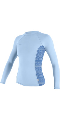 2026 ONeill Mujer Hyperfreak Skins Camiseta De Manga Larga De Licra 5695 - Azul Cambray / Surf Abstract