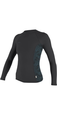 2026 ONeill Mujer Hyperfreak Skins Camiseta De Manga Larga De Licra 5695 - Tempered Steel / Shaded Island Sky