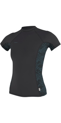 2026 ONeill Mujer Hyperfreak Skins Camiseta De Lycra De Manga Corta 5694 - Tempered Steel / Shaded Island Sky