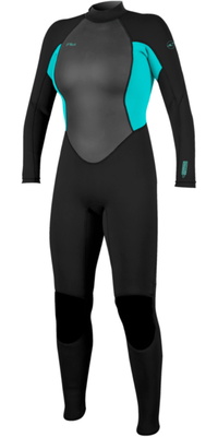 2026 ONeill Mujer Reactor-2 3/2mm Back Zip Neopreno 5042B - Black / Lt Aqua