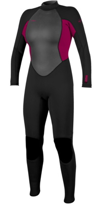 2026 ONeill Mujer Reactor-2 3/2mm Back Zip Neopreno 5042B - Black / Punk Pink