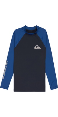2026 Quiksilver Junior Everyday Camiseta De Manga Larga De Licra Con Protección UPF50 AQBWR03065 - Azul Marino Oscuro / Azul Mónaco