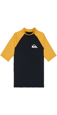 2026 Quiksilver Junior Everyday Camiseta De Manga Corta De Licra UPF50 AQBWR03064 - Black / Amarillo Mineral