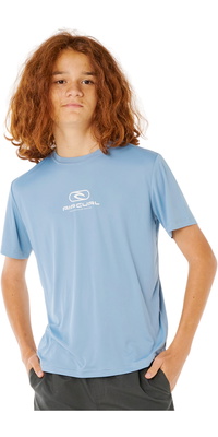 2026 Rip Curl Iconos De La Junior Surflite Camiseta De Manga Corta UPF Rash Tee 12ABRV - Faded Denim
