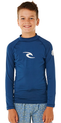 2026 Rip Curl Junior Camiseta De Lycra De Manga Larga Waves UPF 12VBRV - Light Navy