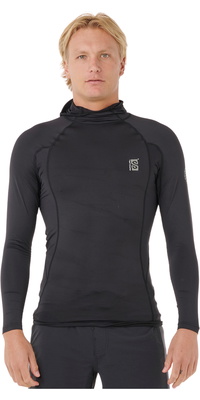 2026 Rip Curl Hombres Buscar UPF Performance Chaleco De Lycra Con Capucha Y Manga Larga 16IMRV - Black
