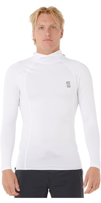 2026 Rip Curl Hombres Buscar UPF Performance Chaleco De Lycra Con Capucha Y Manga Larga 16IMRV - White