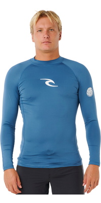 2026 Rip Curl Mens Waves UPF Performance Long Sleeve Rash Vest 16FMRV - Bluefin
