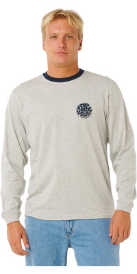 2026 Rip Curl Hombres Traje De Neopreno Icon Camiseta De Manga Larga 104MTE - Grey Marle