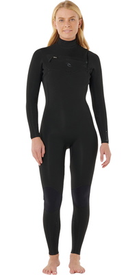 2026 Rip Curl Mujer Dawn Patrol Pro 3/2mm Chest Zip Neopreno 16UWFS - Black