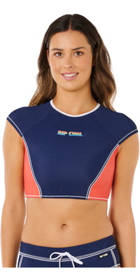 2026 Rip Curl Mujer Camiseta De Lycra De Manga Corta Surf Tide Crop 0W3WSW - Dark Navy
