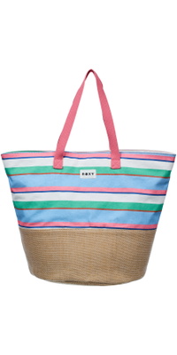 2026 Roxy Bolsa De Mano Tote Waikiki Life ERJBT03402 - Cloud Dancer Classic Stripe