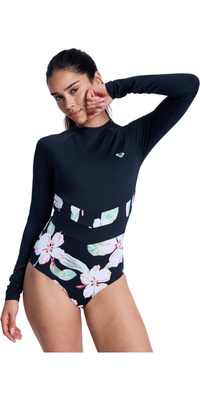 2026 Roxy Mujer Traje De Surf De Manga Larga Rider ERJWR03900 - Anthracite Spring Charming