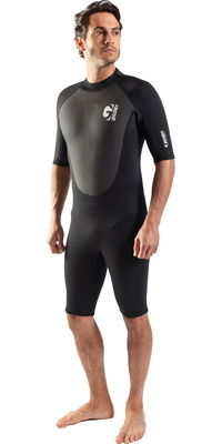 2026 Gul Mens G-Force 3mm Back Zip Shorty Wetsuit GF3305-B7 - Black