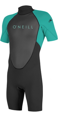 2025 ONeill Youth Reactor II 2mm Back Zip Shorty Neopreno 5045 - Black / Aqua