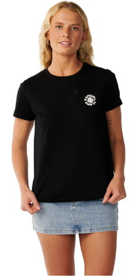 2026 Rip Curl Mujer Ola De Fiesta Camiseta De Manga Corta 0Q4WTE - Black